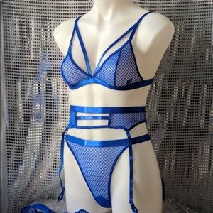 Blue Mesh Dot Lingerie
